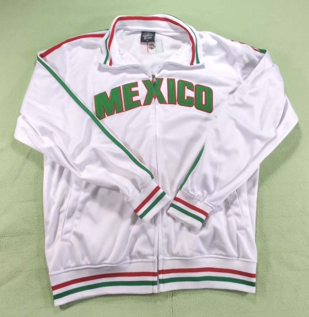 Original Deluxe Men's Mexico Zip Up Track Jacket White Size XL